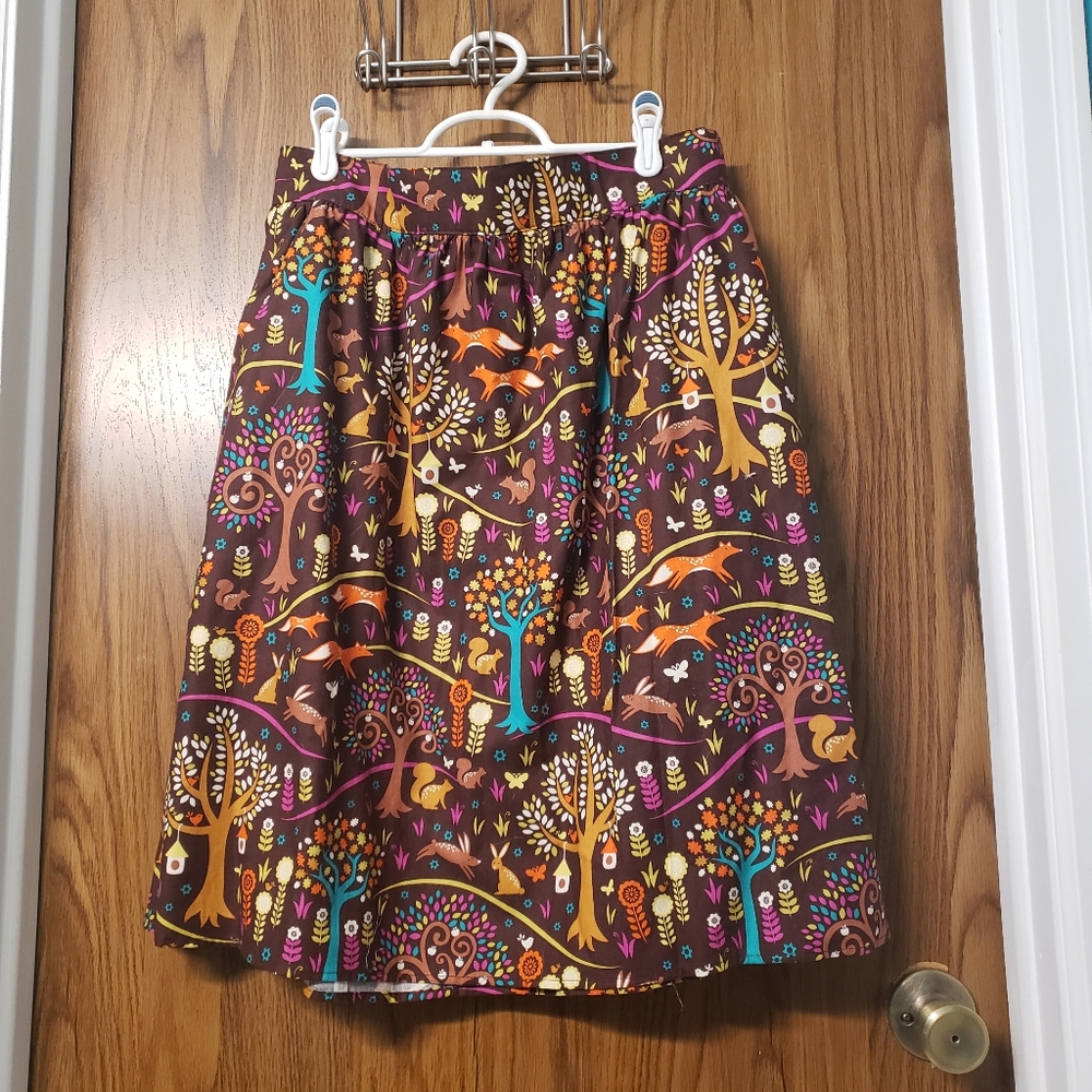 Retrolicious Forest Print A-Line Skirt